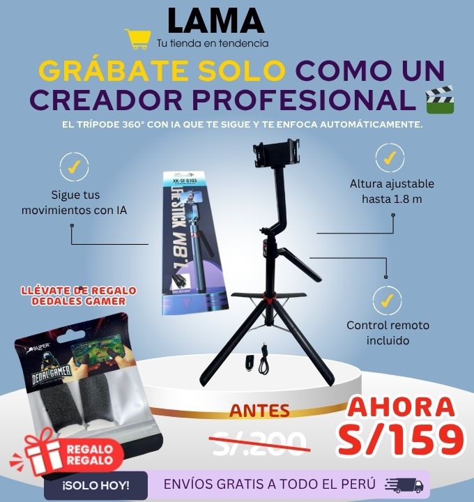 Trípode 360° AI PRO – Grábate solo como un creador profesional